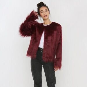 Unreal Fur Unreal Dream Jacket Burgundy Size Medium